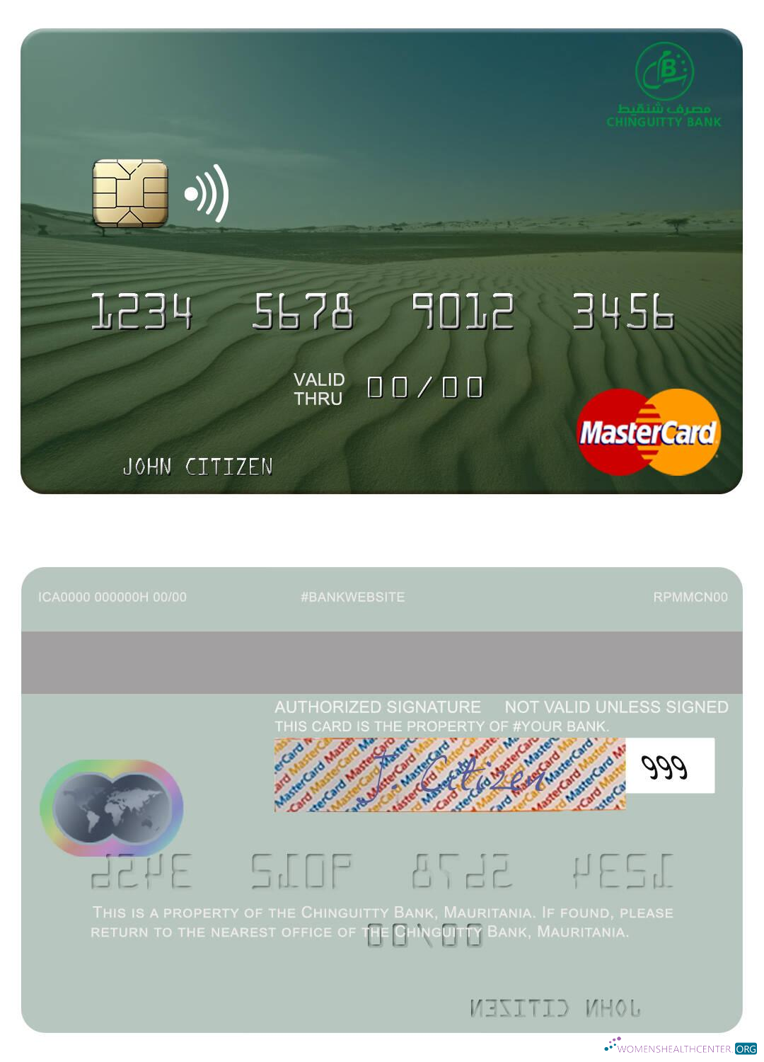 Download Mauritania Chinguitty Bank mastercard Photoshop template